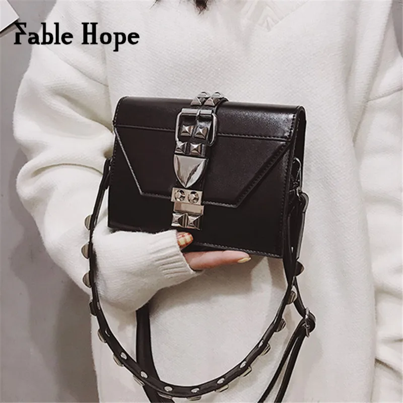 

Rivets Studded Women Leather Clutch Bags Black Small Crossbody Bag Ladies Shoulder Bags Bolsos Mujer Handbags Messenger Bag