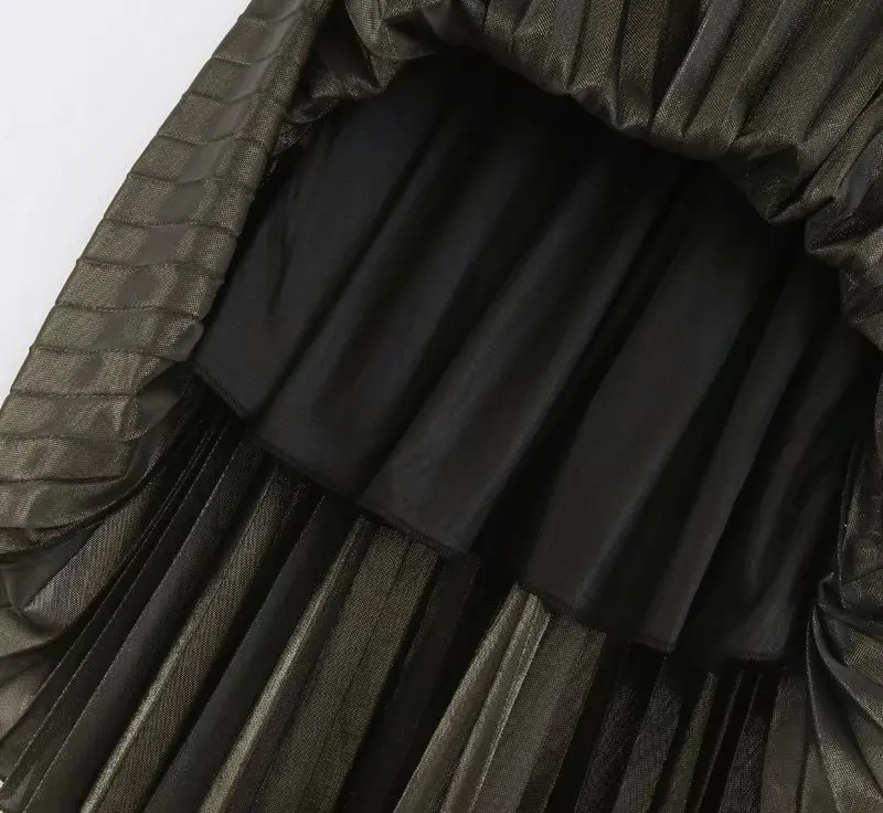 В европейском и американском стиле женские длинные юбки юбка для девочек оптовая продажа 2019 Весенняя Новинка металл цвет сетчатая юбка в