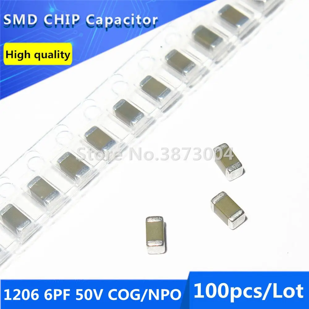 100 шт 1206 6PF 50V COG/NPO 0.5% толстая пленка чип многослойный керамический