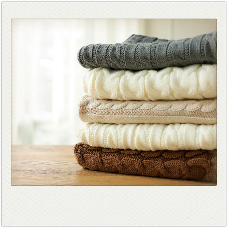 Cotton Knitted Decorative Cushion Cover Double-Cable Knitting Patterns Super Soft Square Warm Pillow Covers | Дом и сад