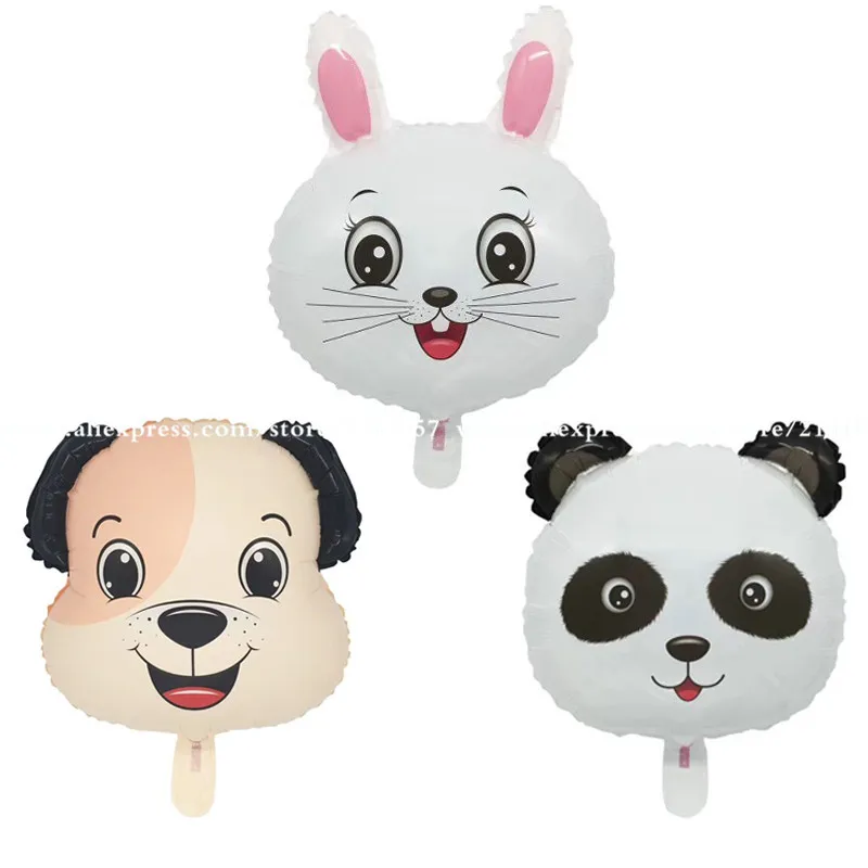 

3pcs/lot Cartoon animal head helium Balloons birthday party decorations kids panda/rabbit/dog foil ballon supplies baby toys