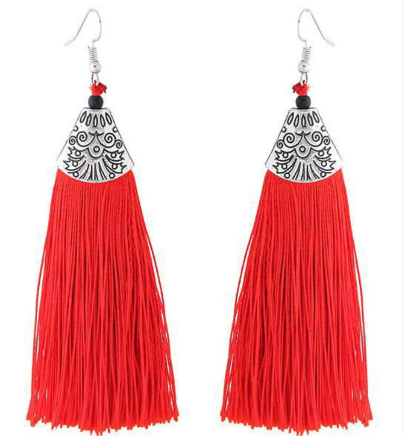 

2018 New Fashion Jewelry Hot Bohemian Long Tassel Earrings Exaggerated Boho Retro Pendant Earrings Female Elegant Earrings