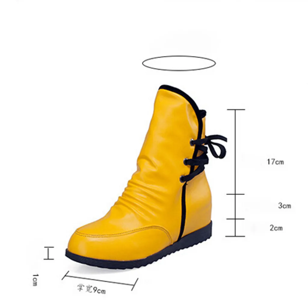 Женские сапоги youyedian; коллекция года; сезон осень; кожаные ботинки на шнуровке; модная повседневная женская обувь на танкетке; однотонные женские ботинки; Botas Mujer