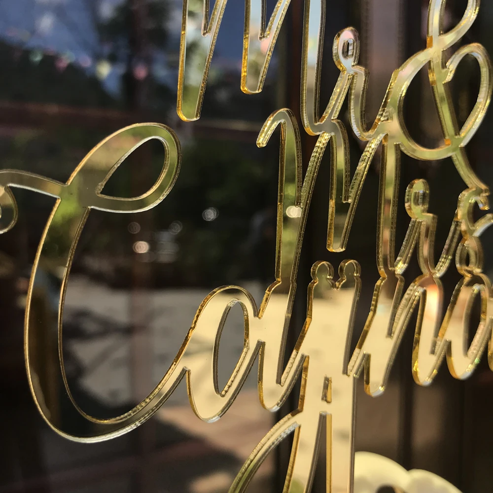 Personalised Wedding Couples Hearts Cake Topper Bride and Groom Custom Name Cake Toppers Wedding Party Decoration Casamento