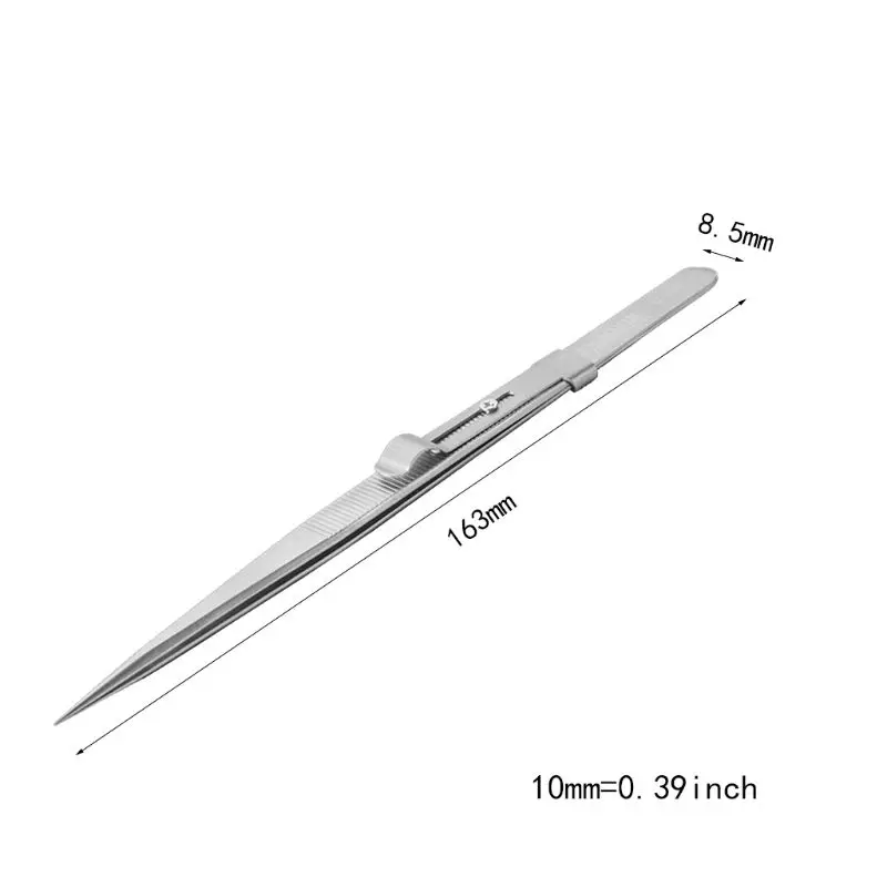 

165mm Antislip Stainless Steel LP Vinyl Record Cartridge Stylus Turntable Installation Tweezers Clamp Clip with Lock Slot Silver