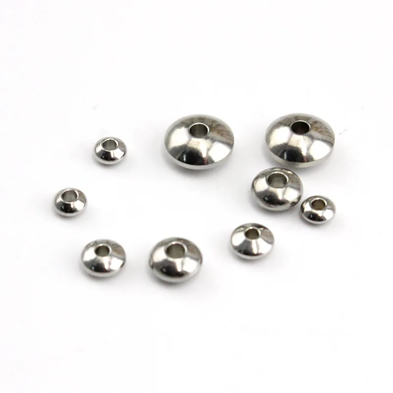 

100pcs/lot Stainless Steel Round Flat Rondelle Space Beads 4x2mm 5x2.5mm 6X3mm with Big Hole Fit DIY European DIY Jewelry Making