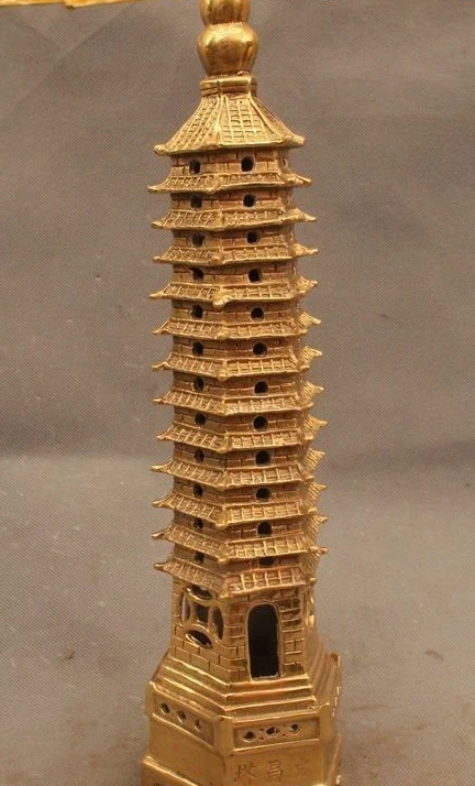 

15"China Chinese Buddhism Brass fifteen layer Buddha Stupa Pagoda Tower Statue