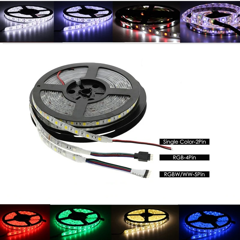 Водонепроницаемый RGB светодиодные ленты 12v 24v SMD 5050 5M светодиодные полосы света RGB RGBW RGBW