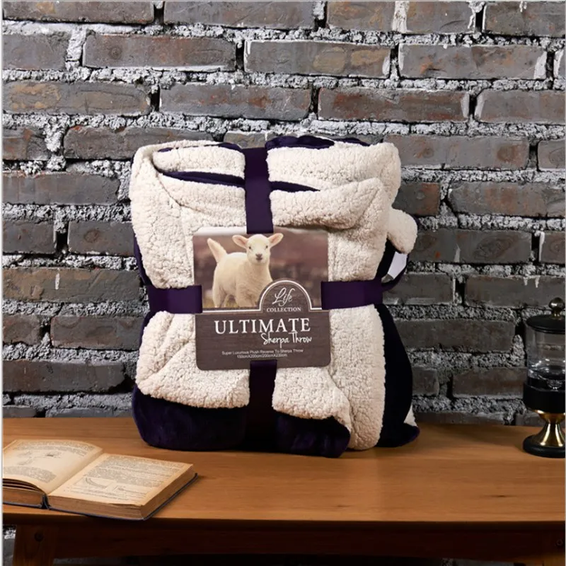 

Solid color Flannel Throw Warm Thick Sherpa Blanket Coverlet Reversible Fuzzy Microfiber All Season Plaid for Bed or Couch soft