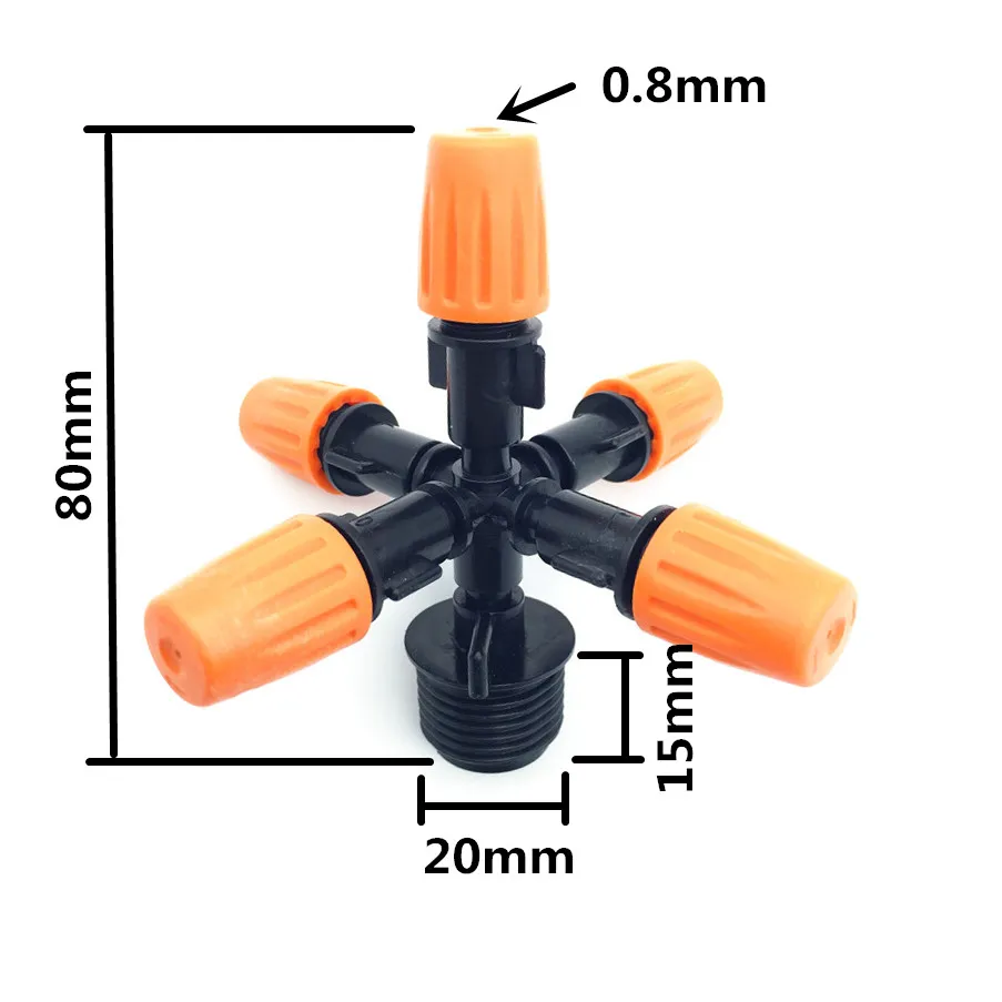 2 предмета 5 головками микроорошение Системы туман сопло для охлаждения Парниковый Сад Регулируемый закрываемый спрей тумана сопла