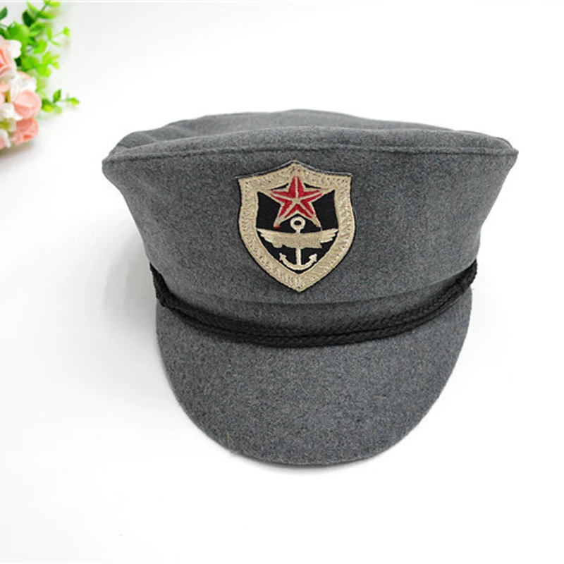Осенне зимняя шерстяная фетровая Кепка Trilby плоская темно синяя европейская