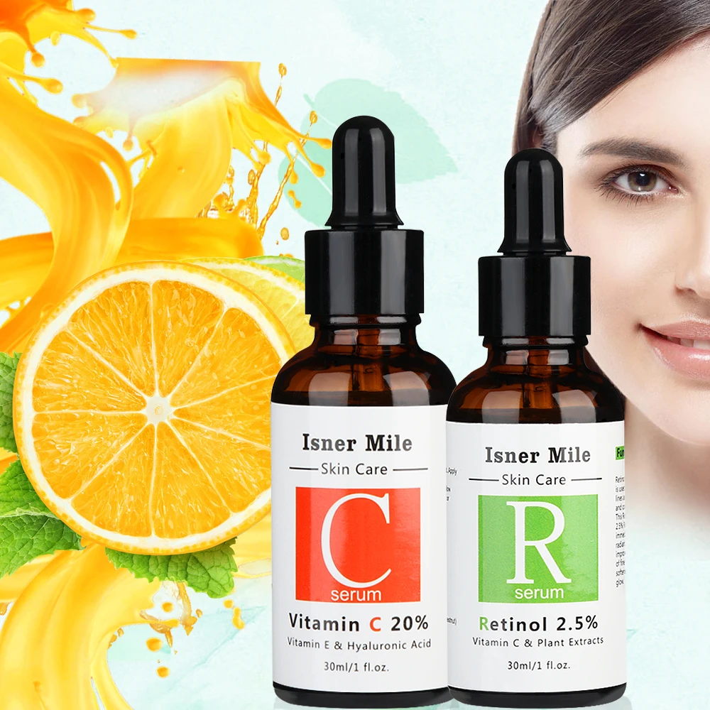

Vitamin C 20% Serum Hyaluronic Acid Retinol Isner Mile 30ml V 2.5% Face Serum Anti Wrinkle Whitening Moisturizing Skin Care
