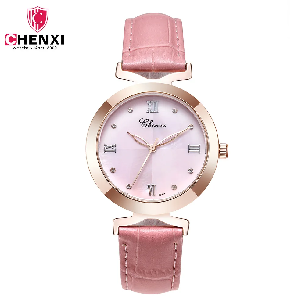

Chenxi Brand Women Watch Lovely Macaron Pink Leather Simple Watch Fashion Ladies Girls Wrist Casual Dress Watches Christmas Gift