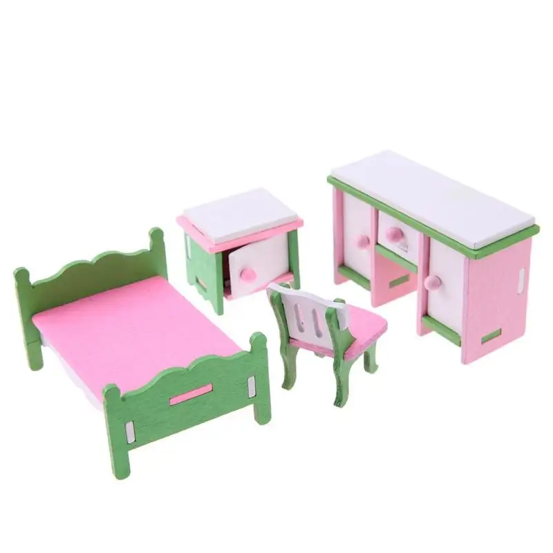 Деревянный 3D мебель игрушки Дети моделирование кукольный домик мебель набор игрушка игровой дом куклы Детская комната миниатюрный набор дропшиппинг - Цвет: I