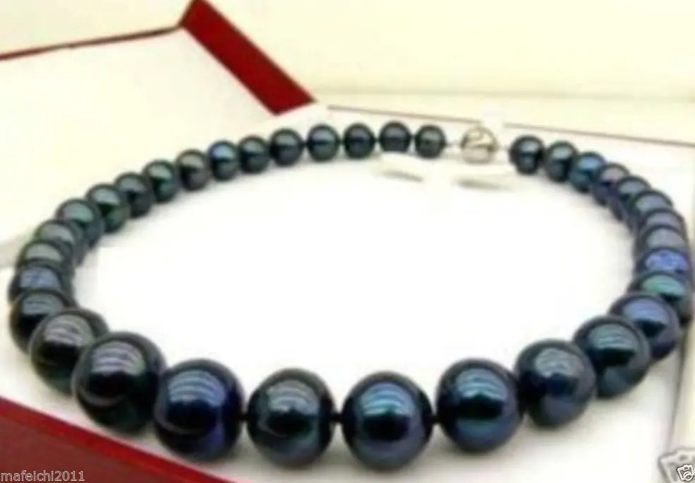 

FREE SHIPPING>>>@@ GENUINE AAA+ 9-10MM SOUTH SEA BLACK PEARL NECKLACE 18"(with Box)