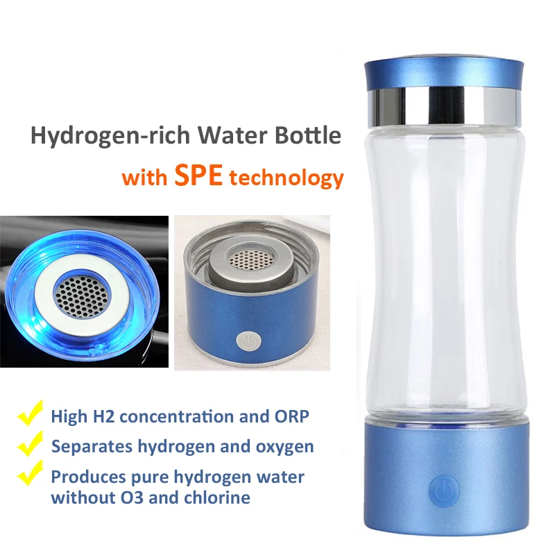 SPE генератор водорода бутылка с ионизатором воды 380 мл с мембраной SPE PEM ячейка H2 титановый ионизатор воды с низким ОВП