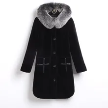 Factory clearance! M-6XL!Winter Women’s Fur Coat Fox Fur Collar Medium-long Sheep Shearing Wool Overcoat