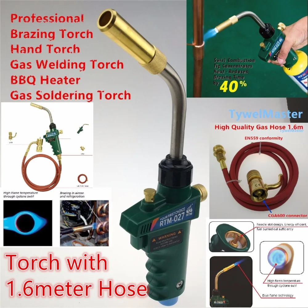 Self Ignition Braze Welding Torch 1.5m hose CGA600 connection suitable for Propane MAPP Catridge Cylinder Gas Welding Torch Heat Self Ignition Braze Welding Torch 1.5m hose CGA600 connection suitable for Propane MAPP Catridge Cylinder Gas Welding Torch Heat