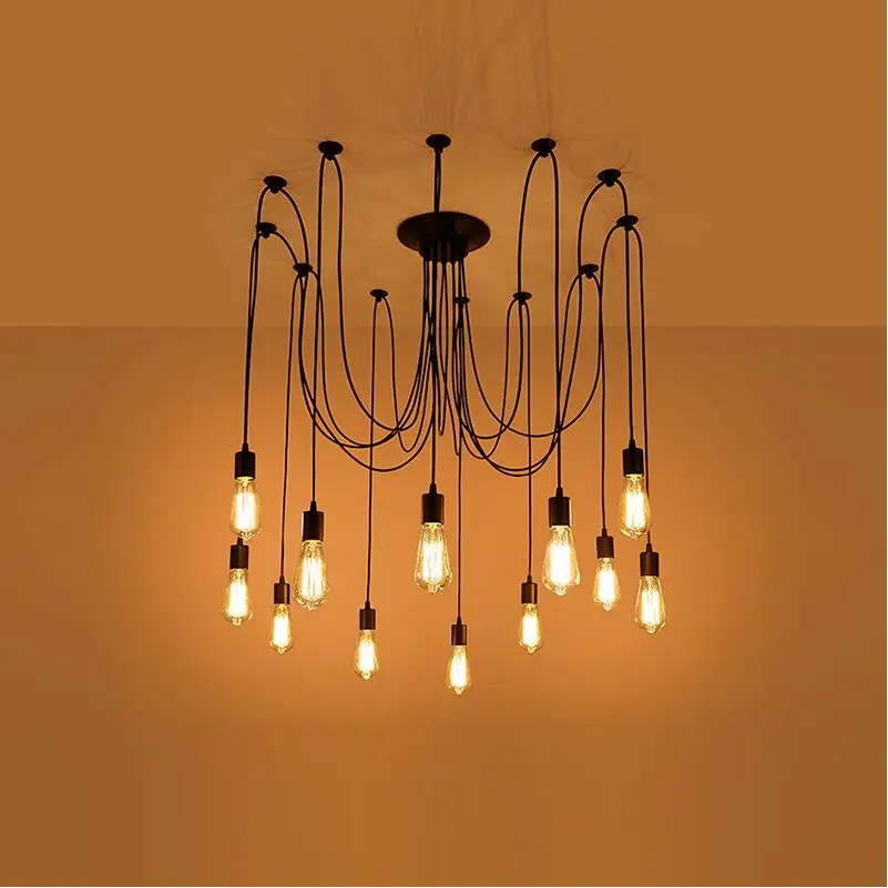 

Vintage Black Spider Cable Edison Bulb E27 8/10/12/14 G80/ST64 Pendant Lights Lamps Hanging Lights for Dining room Kitchen Loft