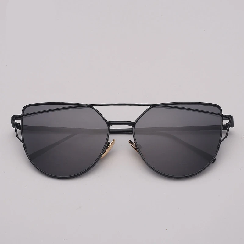 Light black RBROVO, фирменный дизайн, кошачий глаз, солнцезащитные очки для женщин, Ретро стиль, металлические, отражающие очки для женщин, зеркальные, Ретро стиль, Oculos De Sol Gafas - Цвет линз: Light black