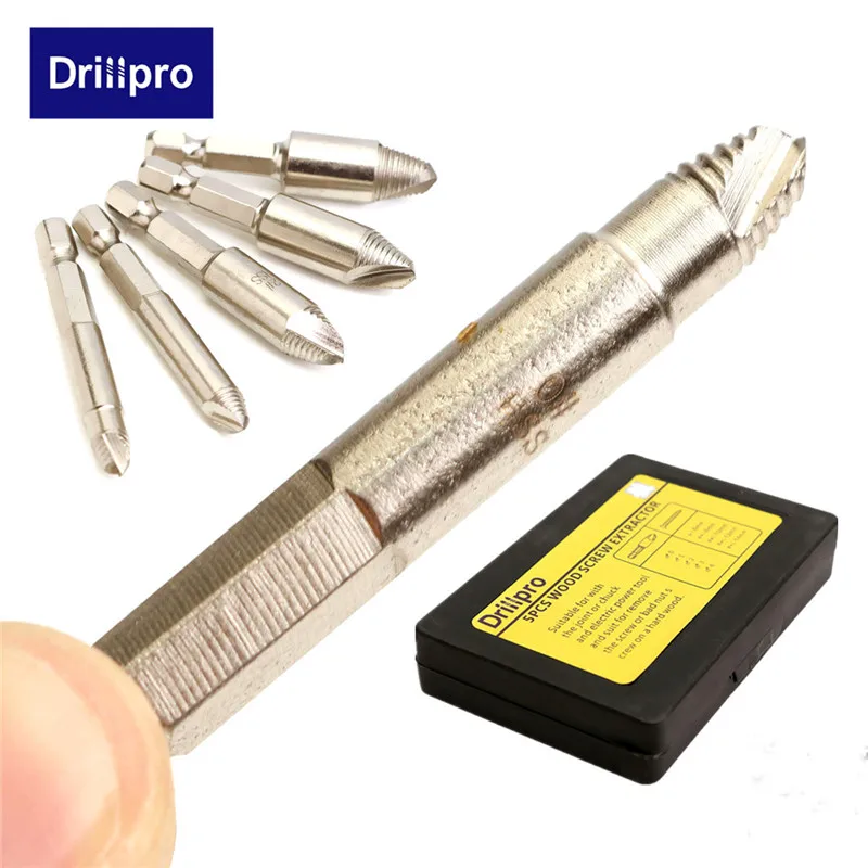 Drillpro 5 шт. шнековый экстрактор Сверла Набор инструментов 1/" шестигранный хвостовик с чехлом легко принять инструменты для деревообработки