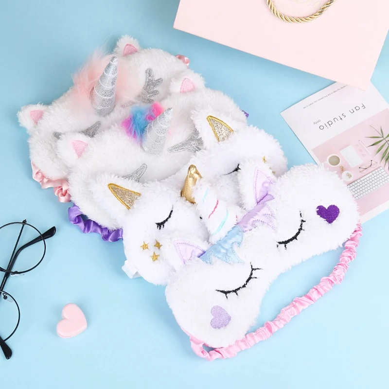 4pcs/set 2019 Cute Face Unicorn Eye Mask Eyeshade Shading Sleep Cotton