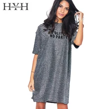 HYH HAOYIHUI простое свободное яркое шелковое платье для отдыха в уличном стиле, прямое платье с буквенным принтом, Осеннее женское летнее платье-футболка