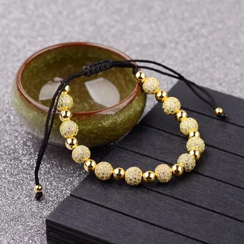 

DOUVEI New Luxury Ball Copper Beads Braided Bracelet Charm Men Handmade White Zircon Bracelets&Bangles Women Gift ABL036