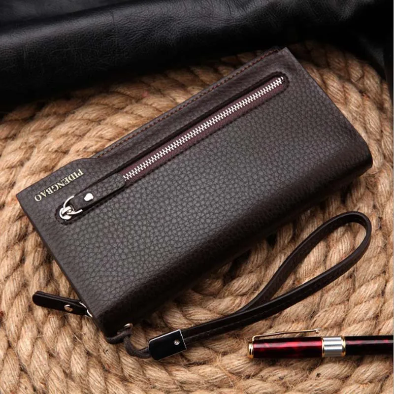 

New European and American Business Handbags Multi-function Large Capacity Men's Mobile Wallet Litchi Pattern Long Men's Hand Bag