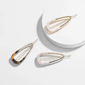 

1PC Korea Tortoiseshell Acrylic Hair Clip Barrette Fashion Geometric Hollow Waterdrop Hairpins Hair Accessories for Women