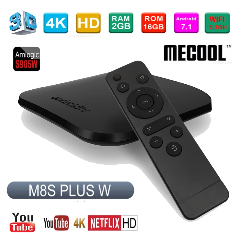 

Mecool M8S Plus W Smart Android 7.1 TV Box 2GB 16GB Amlogic S905W Quad Core 2.4G WiFi 4K H.265 Player set top box support IPTV