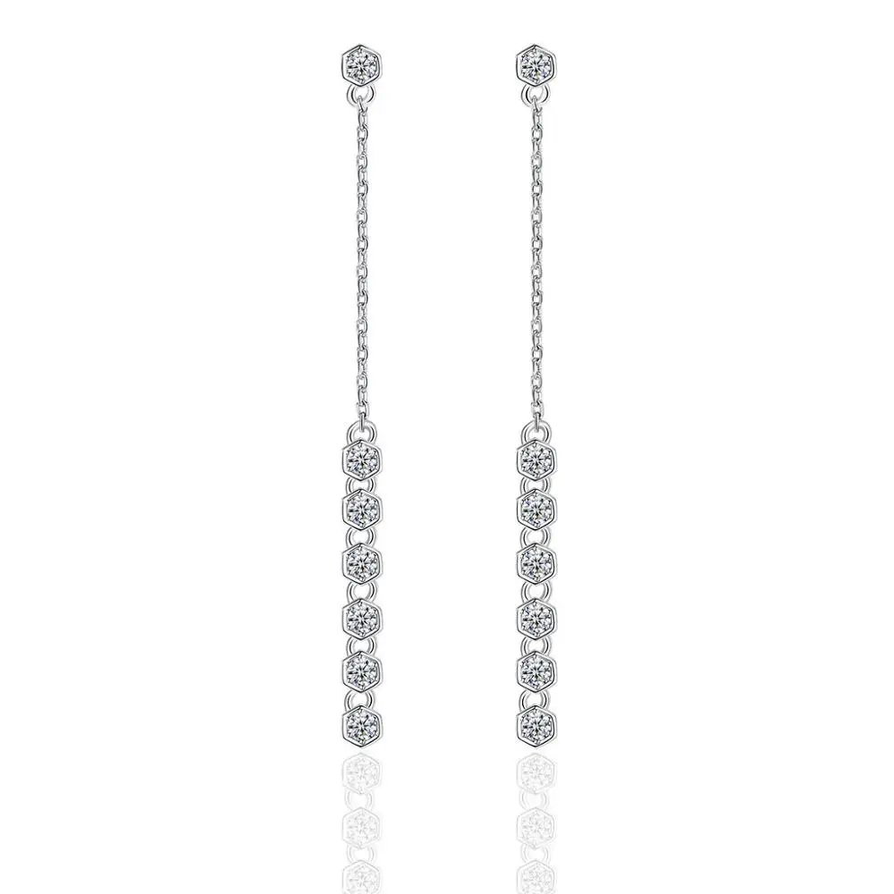 

LISM Fashion Long Wire Round Cubic Zircon Dangle Earring Jewelry For Women Party Wedding Gift Accessories