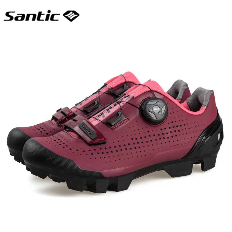 Santic/Лидер продаж; женская обувь для велоспорта; профессиональная дышащая обувь для горного велосипеда; Поворотный замок; спортивная обувь для верховой езды; Цвет Черный - Цвет: Red