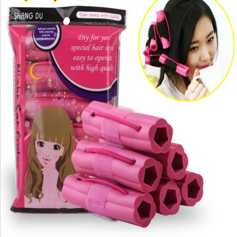

6Pcs Women Flower Design Sponge Hair Curler Maker Roller Rods Salon DIY Tool