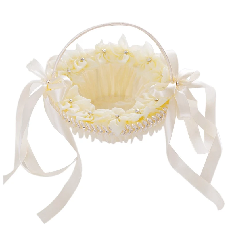

Wedding Basket Flower Girl Basket For Ceremony Wedding Decoration Love Case Satin Basket Storage Flower Girl Basket Container