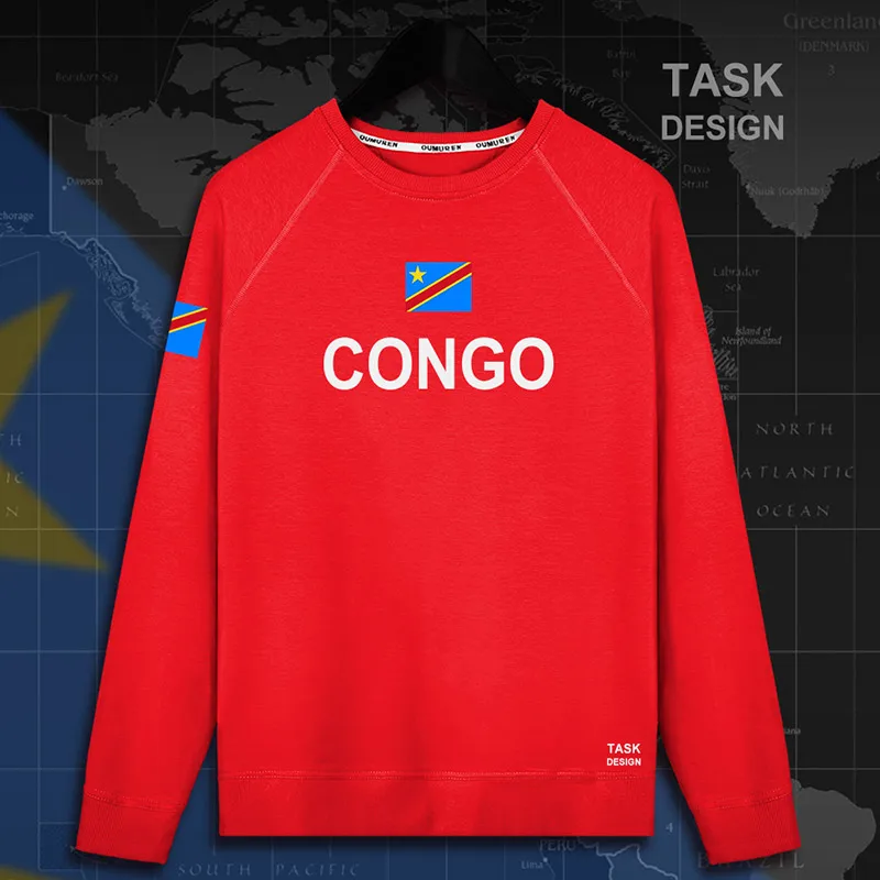 DR Congo COD DRC DROC Congo-Kinsha, мужская толстовка с капюшоном, пуловеры, толстовки, Мужская толстовка, новая уличная одежда, спортивная одежда - Цвет: roundneck-red