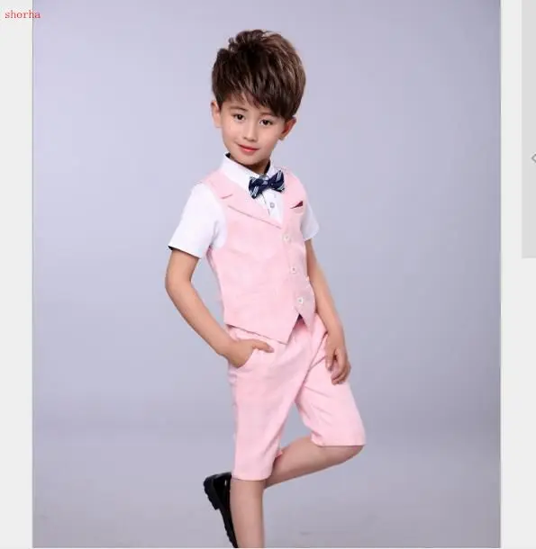 

Classic Children's suit 2PCS Vest+Shorts Kids Boys Summer Clothing suit Gentleman Children Wedding Party Wear Plaid Formal Suit