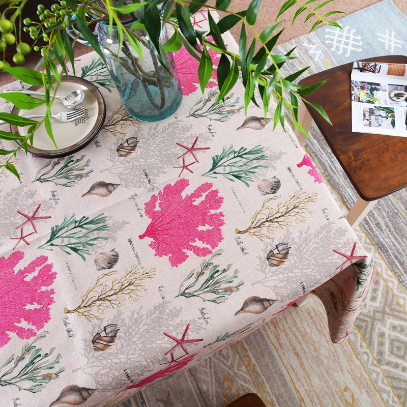 Ocean series Retro Table Cloth Thick Linen Nordic Dining Tablecloth