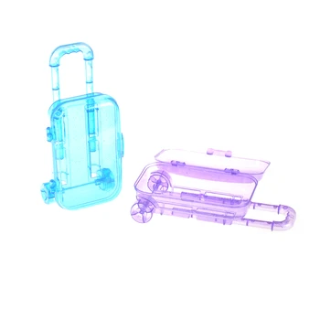 

1pc Clear 3D Plastic Travel Train Suitcase Luggage Furniture Kids Play House Toys For Barbie Doll Random Color