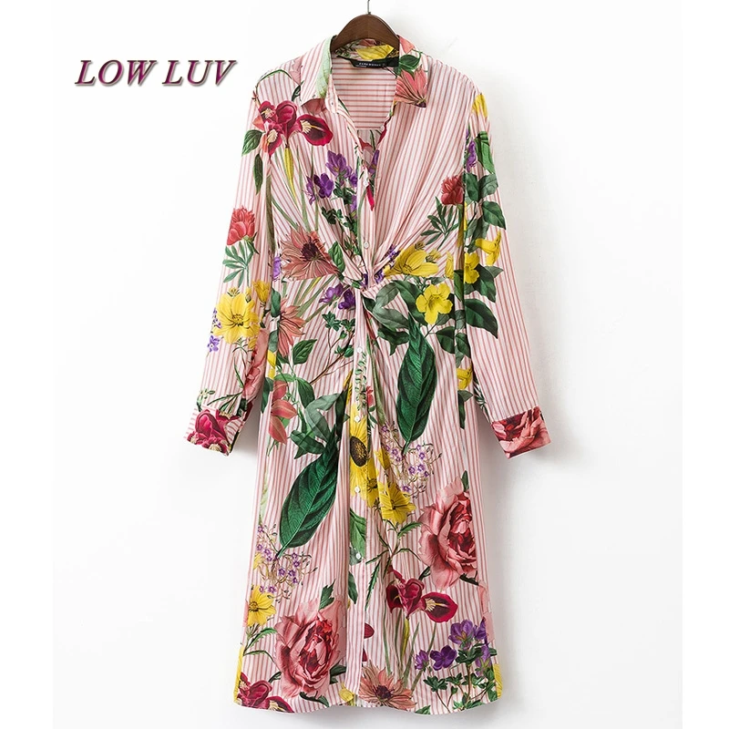 

Summer Vintage Flower Print Striped Blouse Women Elegant Kimono Long Blusas Shirts Female Fashion Long Sleeve Blouse Tops 2017