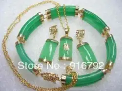 Бесплатная доставка ******* зеленый натурального камня Lucky Цепочки и ожерелья браслет серьги