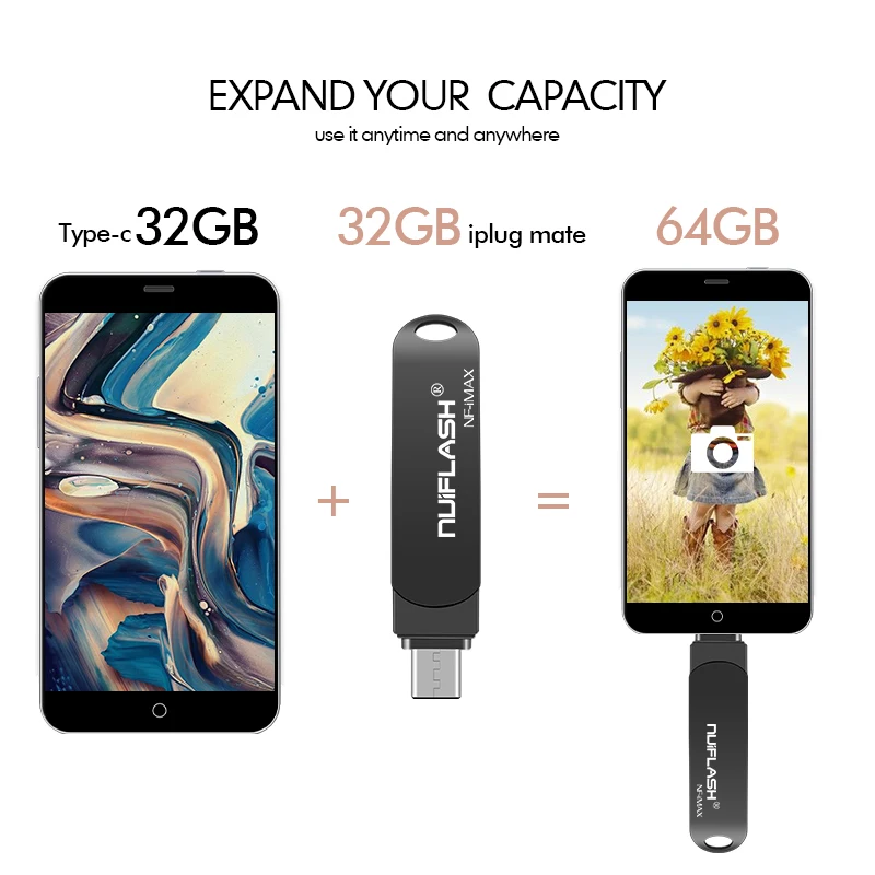 Nuiflash 3 в 1 USB флеш-накопитель для iPhone X/8/7/7plus/6/6s/5 ipad металлическая Флешка HD Memory Stick 8G 16G 32G 64G 128GFlash Driver