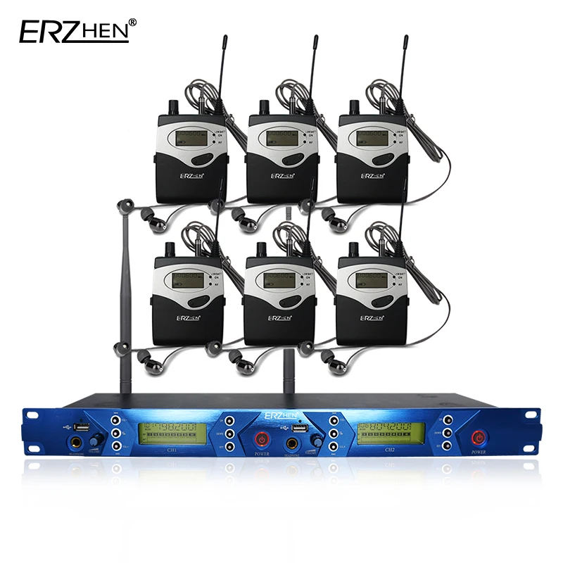 

EM5012 IEM In Professional Stage Monitor System UHF In-ear Ear 6 Receiver headphone Wireless mic mikrafon