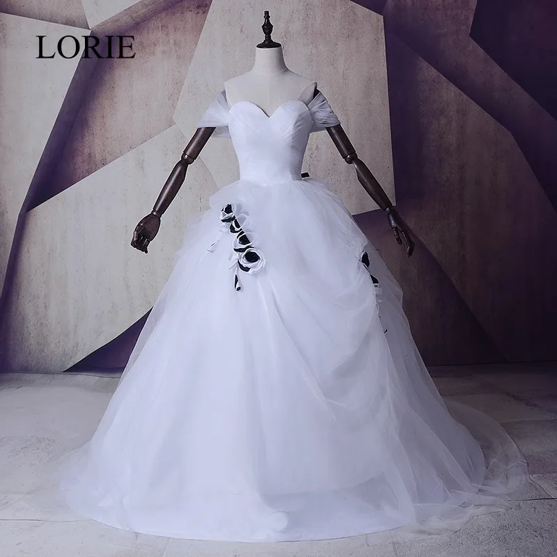 Необычные белые и черные свадебные платья 2018 Лори халат Mariage с открытыми плечами