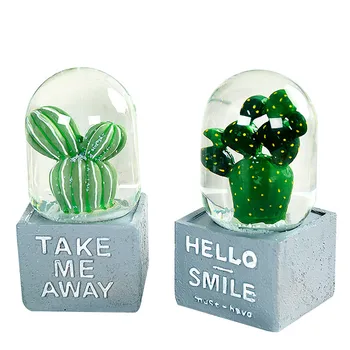 

Cactus Pineapple Snow Globes Crystal Ball with Musical Lighting Snowflake Valentine's Day New Year Girl Gift Desktop Craft Decor
