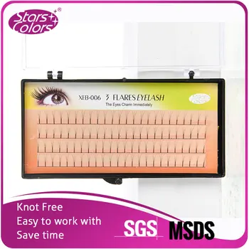 

Free Shipping 10 trays 3 flares Eyelash 4 lines knot free Natural false Curl C Eye lash make up tools easy work with