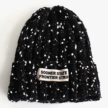2016 Cap Winter Hats for Women Beanies Knitted Hat Adult Dot Letter Unisex Beard Fur Pom Pom Tuque Femme Balaclava War Bonnet