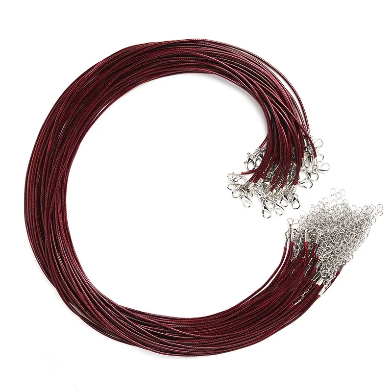 

LanLi 50pcs/100pcs Fashion Wax Rope Chain Necklace Long Lobster Clasp DIY Jewelry Accessories 1.5/2.0