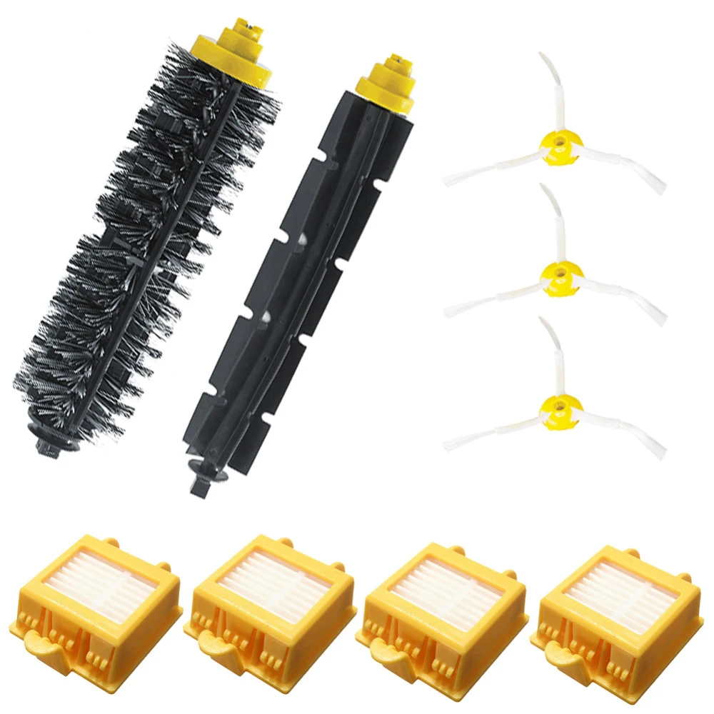 

New Bristle Brush Flexible Beater Filter Brush + 4 x Filter 3 Arms Side Sidebrush Kit for iRobot Roomba 700 Series 760 770 780