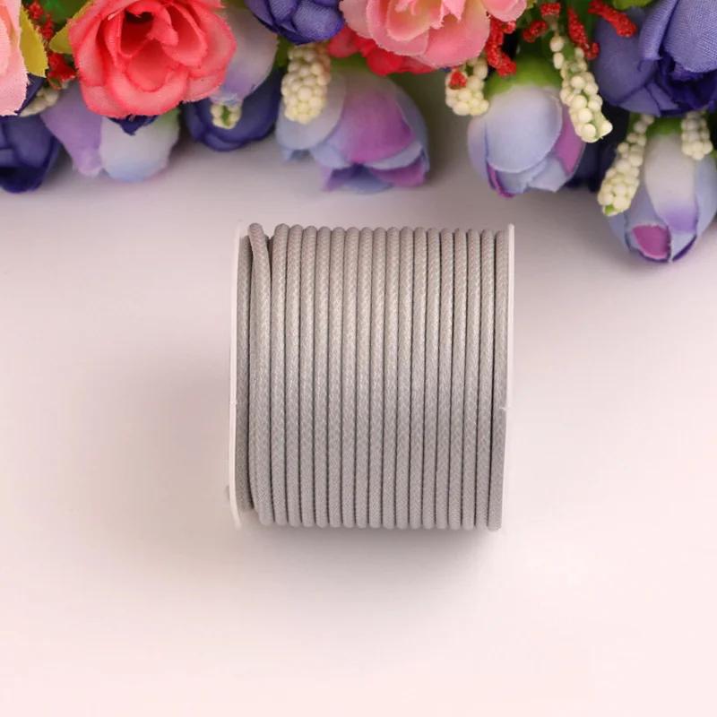 gray DIY Wax Line Round Teabag Waxed Cotton Hand Made 2mm Necklace Rope Hand Knitting Cord 1 Roll String Beading Thread - Цвет: gray